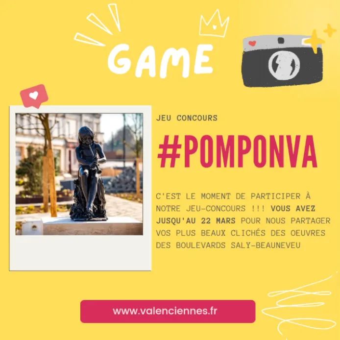 Jeu concours📸🎁Tentez de gagner votre mini réplique de l’adorable ours Pompon !Pour participer, c’est très simple. Vous avez jusqu’au 22 mars pour poster vos plus beaux clichés d’une des statues des boulevards Saly et Beauneveu avec le #pomponva #jeuconcoursinstagram #valenciennesmaville  #valenciennesmetropole