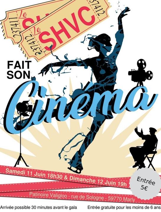[🎥LE SHVC FAIT SON CINÉMA🎥] Les patineurs et patineuses du SHVC.page.officielle vous proposent un spectacle sur le thème du cinéma avec des musiques de films cultes. De Charlie Chaplin à Harry Potter en passant par Titanic, préparez-vous à revivre des moments magiques.
🎞 Le samedi 11 juin à 18h30
🎞 Le dimanche 12 juin à 19h