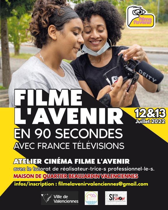 [FILME L’AVENIR] RDV les 12 et 13 juillet à la maison de quartier Beaujardin pour participer à l’atelier cinéma « Filme l’avenir ».
ℹ Filme l’Avenir est un dispositif d’ateliers cinéma pour tous à partir de 15 ans, mis en place par l’Association Les Ami(e)s du Comedy Club présidée par Jamel Debbouze.
ℹ Inscription : filmelavenirvalenciennes@gmail.com
+ d’infos 👉 https://filmelavenir.fr/