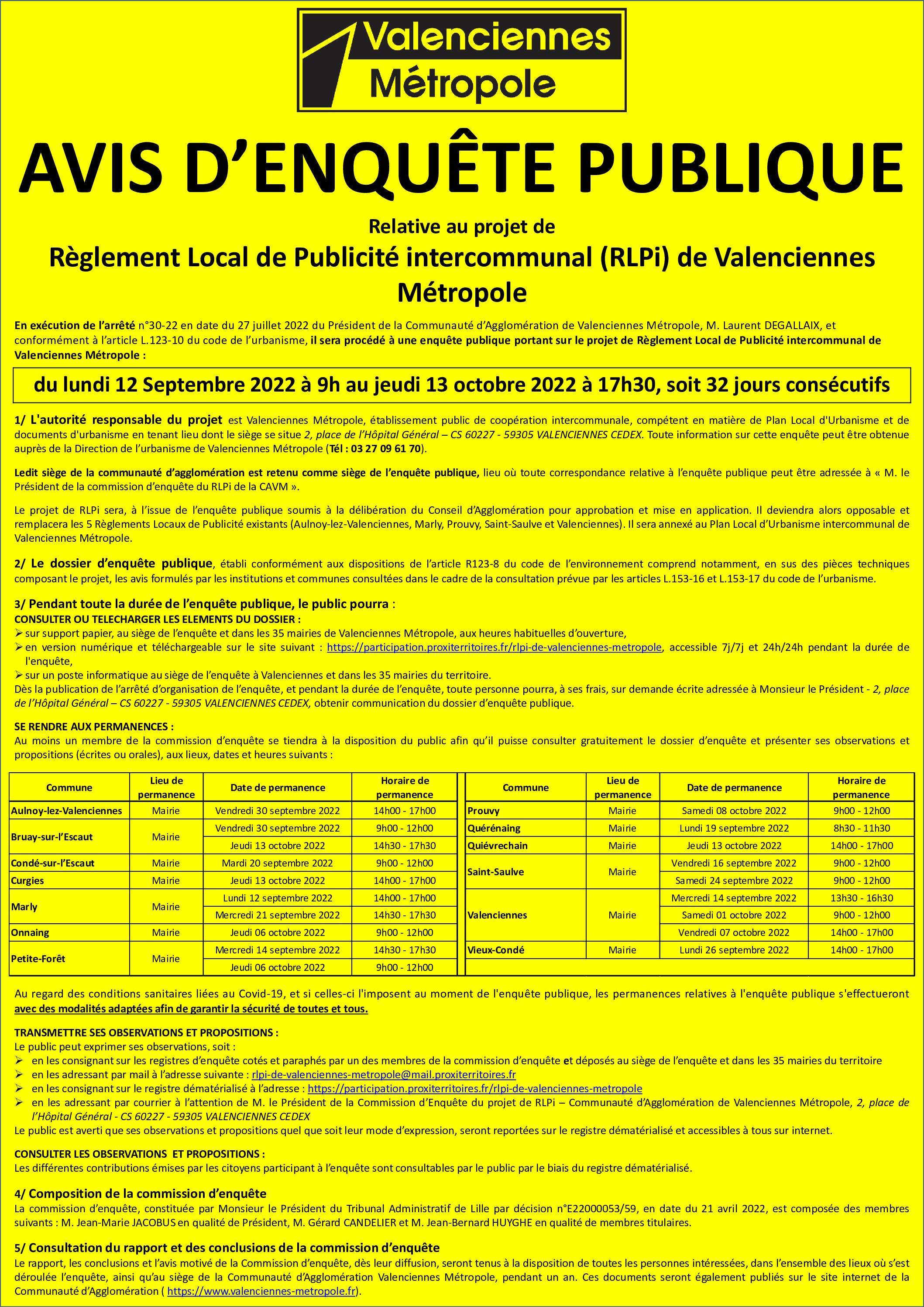 Avis d’enquête publique : Règlement Local de Publicité intercommunal (RLPi)