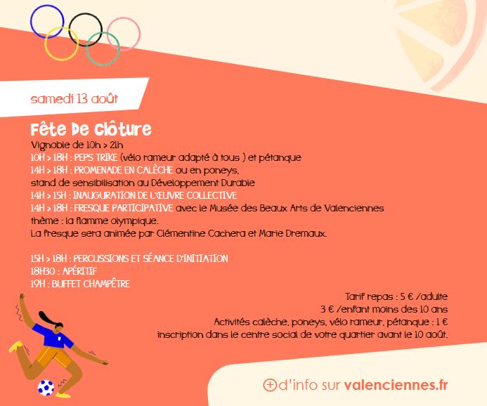 [NOS QUARTIERS D’ETE] Et oui !!! parce que toutes les bonnes choses ont une fin 😢😭, l’opération « Nos quartiers d’été » s’achève le 13 août, si vous souhaitez participer à la fête finale, n’oubliez pas de vous inscrire dans le centre social de votre quartier avant le 10 août 😉
En attendant voici toutes les infos 👇
