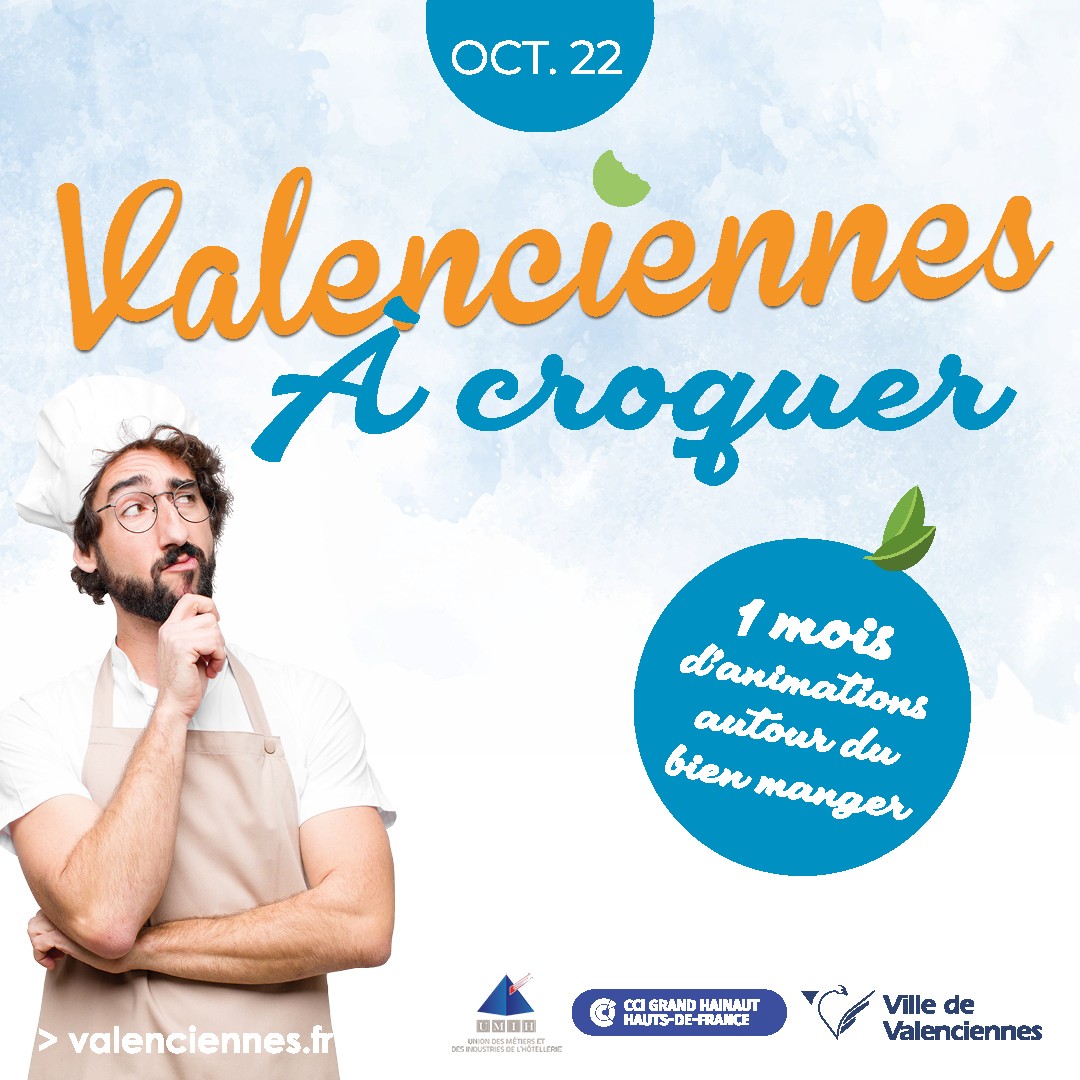 Durant tout le mois d’octobre, la Ville de Valenciennes vous donne rendez-vous pour un mois d’animations autour du bien manger « Valenciennes à croquer ! »

Plus d’infos sur : https://www.valenciennes.fr/valenciennes-a-croquer/

#valenciennesacroquer #bienmanger #marcheslocaux #mangezlocal  #jeudisgourmands