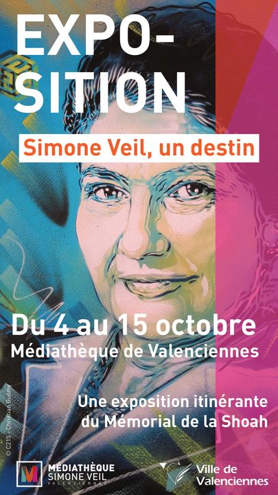 [EXPO] la Médiathèque Simone Veil – Valenciennes accueille jusqu’au 15 octobre une exposition itinérante du Mémorial de la Shoah : « Simone Veil, un destin »
👉 24 panneaux pour se plonger dans le récit de la vie de cette grande femme, de sa naissance à sa panthéonisation. 
✨Le destin de Simone Veil inspire autant qu’il fascine✨
La Médiathèque Simone Veil – Valenciennes vous attend nombreux !
