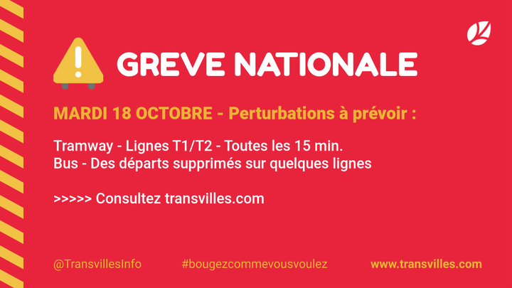 [❗️INFO TRAFIC❗️] Transvilles vous informe des perturbations à prévoir sur les lignes de bus et de tramway demain.
+ d’infos 👇