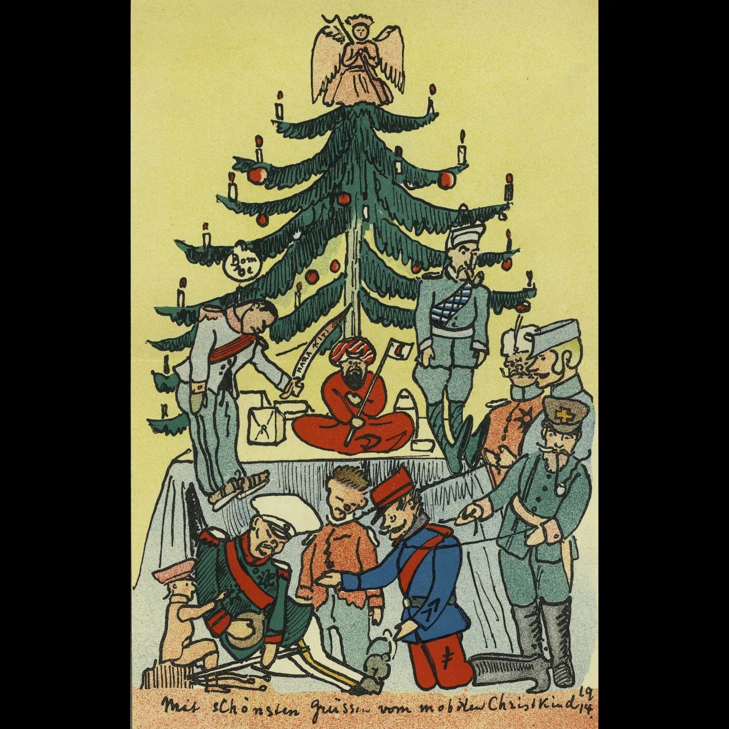 [Le mardi c’est Archive ! ]

Pour Noël, les archives ont sorti un sapin original. Diffusée par les soldats Allemands en décembre 1914, cette caricature représente sous forme de marionnettes les pays engagés dans le conflit avec cette légende : »Avec les meilleurs salutations des pantins de l’Enfant Jésus ».

Illustration : Sapin de marionnettes, 1914

#valenciennes #valenciennesmetropole #archives #culture #histoire #lemardicarchive