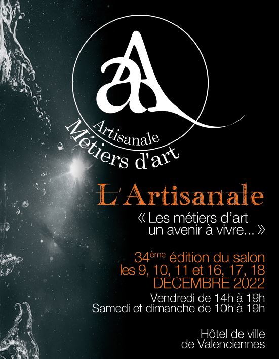 [🎄🎅MON BEAU NOËL A VALENCIENNES🎄🎅] L’Artisanale, le salon des métiers d’art, revient les 9, 10 et 11 et les 16, 17 et 18 décembre dans le hall de l’hôtel de ville de Valenciennes.
▶ Au programme : Enluminure, dorure à la feuille d’or, restauration de tableaux, création en tapisserie, émaux cloisonnés sur cuivre, animaux et sculptures en céramique, vannerie, coutellerie, vêtements et accessoires de mode,… 
▶🤩les nouveautés de cette 34e édition : le Valenciennois Jean-Christophe Delaunoy, peintre et céramiste, le grand retour au salon de l’émail cloisonné avec Séverine Hennequart, Frédérique Delcourt pour la céramique, des enluminures et illustrations par Eloïse Lieven…