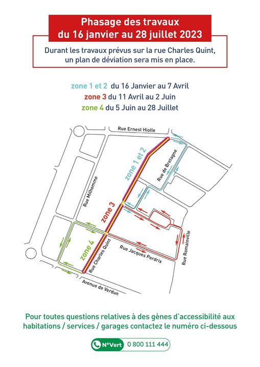 [INFO] Dans la continuité du plan de rénovation des voiries, à compter du lundi 16 janvier, la rue Charles Quint va commencer sa métamorphose. Durant les travaux, un plan de déviation sera mis en place.
👇toutes les infos👇