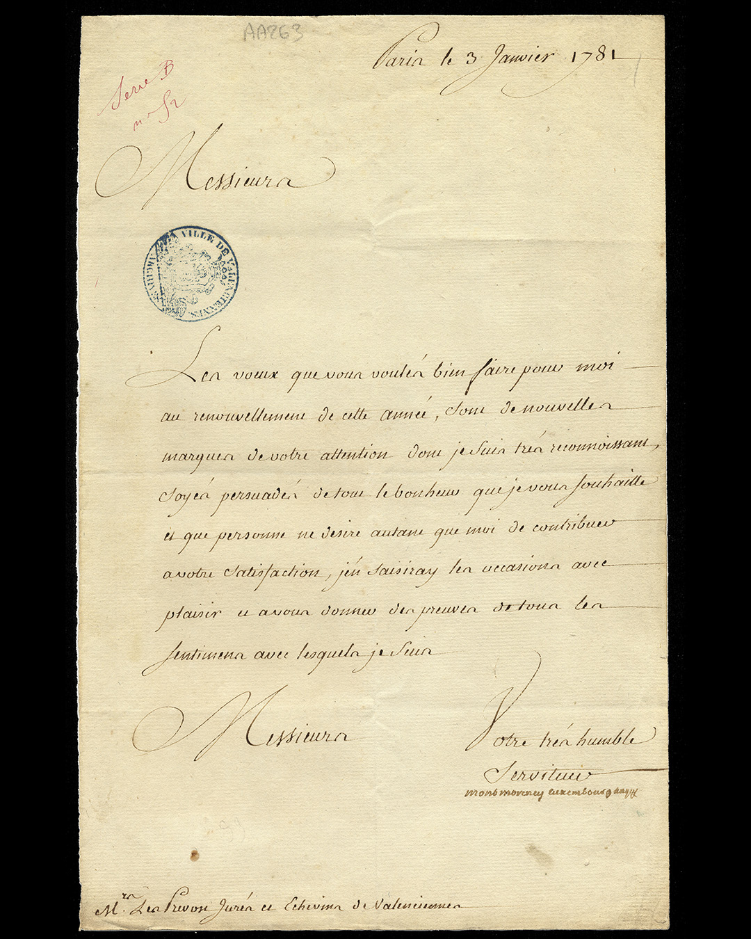 [Le mardi c’est Archive ! ]

Comme le prince de Tingry, gouverneur de Valenciennes au XVIIIe siècle, les Archives vous présentent tous leurs vœux pour cette nouvelle année. 

Illustration : Lettre de vœux du prince de Tingry, 3 janvier 1781

#valenciennes #valenciennesmetropole #archives #culture #histoire #lemardicarchive