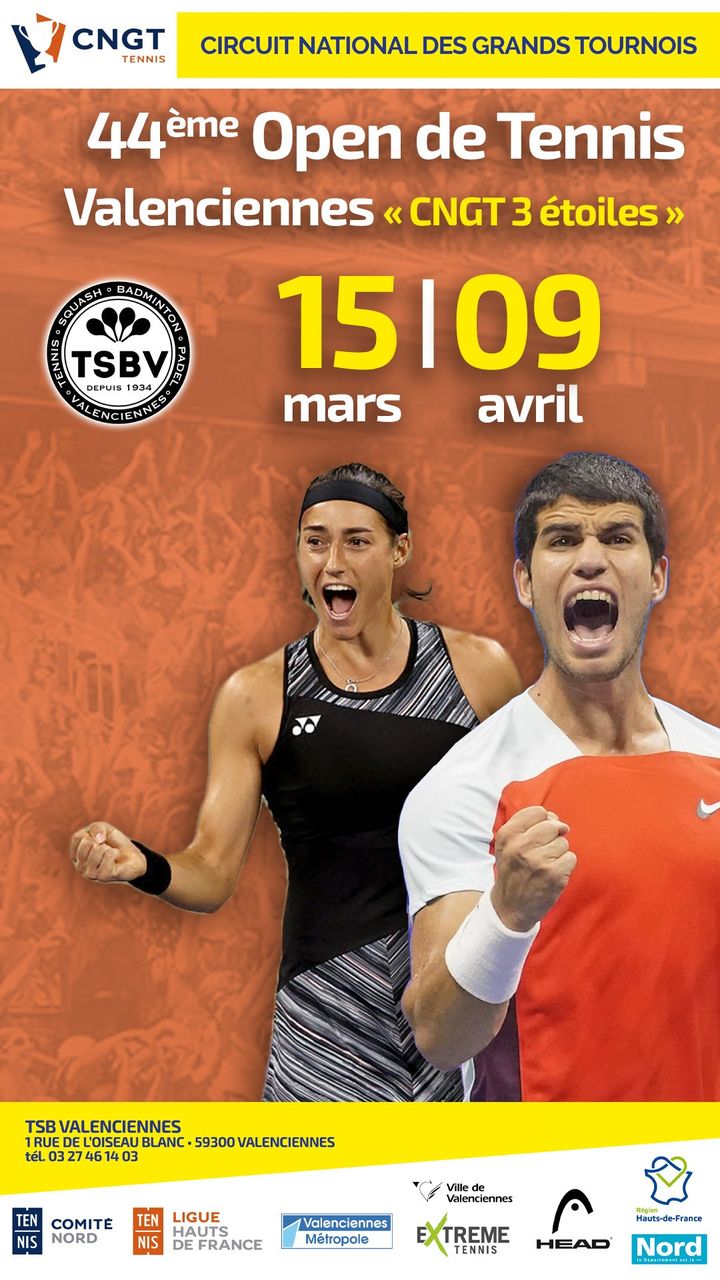 [A VOS AGENDAS] La 44ème édition de l’Open de tennis 🎾🎾🎾 s’installe du 15 mars au 9 avril au Tennis Squash Badminton de Valenciennes, 1 rue de l’oiseau blanc à Valenciennes
+ d’infos : 03 27 46 14 03