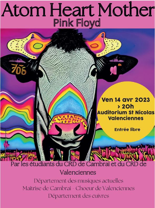 [CONCERT] RDV ce soir à 20h à l’Auditorium Saint Nicolas. « Chœur d’Adolescents » du Conservatoire de Valenciennes et de Cambrai, reprennent « Atom Heart Mother », du groupe rock progressif et psychédélique britannique Pink Floyd, paru le 2 octobre 1970.
Belle soirée en perspective 🤩
ℹ️ Entrée libre