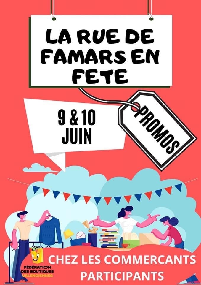 [INFO] La rue de Famars en fête🥳, les commerçants vous attendent nombreux, vendredi 9 et samedi 10 juin pour vous proposer des promos 🤩