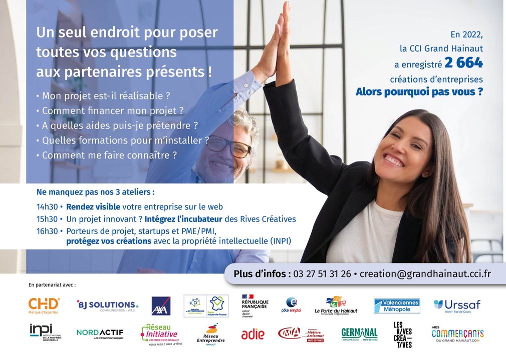 [INFO] RDV lundi 12 juin pour la 1ère édition en Grand Hainaut du « Forum de la création-reprise ».
👉Venez rencontrer l’ensemble des experts de la création-reprise d’entreprises afin d’obtenir toutes les infos dont vous avez besoin pour vous lancer !
ℹ️ RDV lundi 12 juin
13h30 > 17h30
CCI Grand Hainaut
3 avenue du Sénateur Girard
+ d’infos 👇