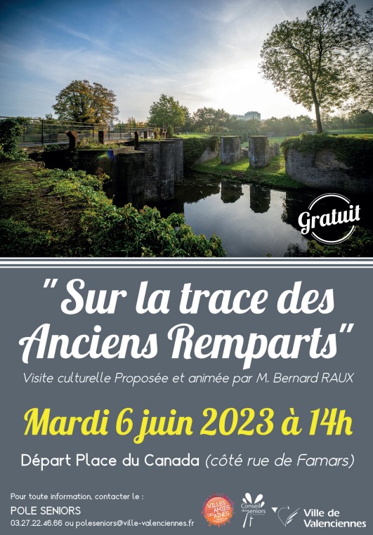 [VISITE CULTURELLE] Bernard Raux vous propose de participer à la visite culturelle « Sur la trace des anciens Remparts ». 
👉RDV demain mardi 6 juin à 14h, place du Canada, côté rue de Famars.
👉C’est gratuit et ouvert à tous !😉