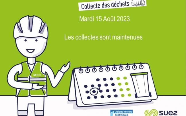 ℹ [INFO] La collecte des déchets est maintenue le mardi 15 août :

👉pour les ordures ménagères et le tri sélectif sur l’ensemble de la ville 
👉pour la collecte sélective en centre-ville