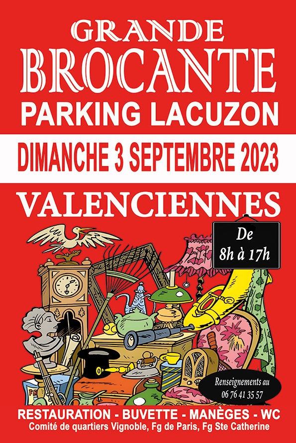 [BROCANTE] La brocante du parking Lacuzon est de retour, pour sa 4ème édition 🤩, RDV dimanche 3 septembre de 8h à 17h.
👉 Les inscriptions et réservations des quelque 500 emplacements sont closes, à vous de venir chiner à présent 😉
👉 4 espaces de restauration seront proposés ainsi que des manèges et des jeux pour enfants.
ℹ️👉Brocante Parking Lacuzon Valenciennes
