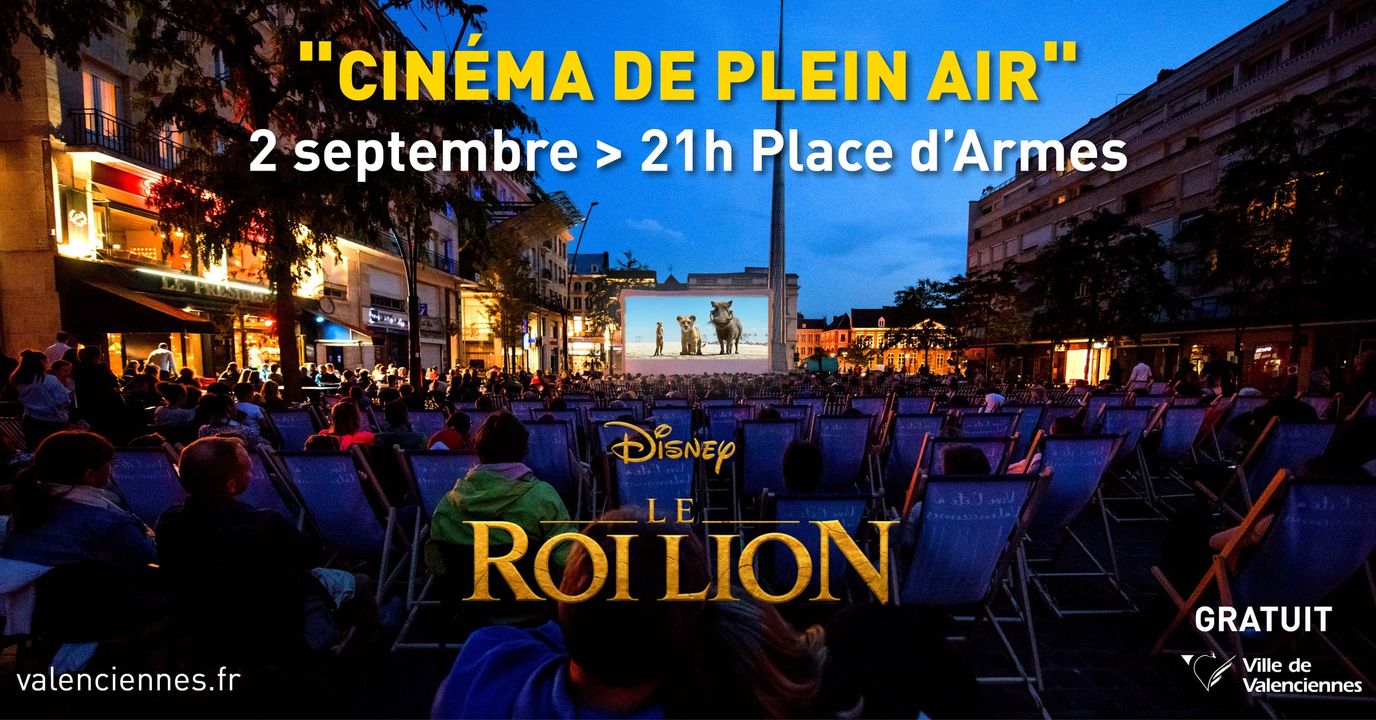 [🎬 CINÉ 🎬] Le cinéma de plein air est de retour. RDV samedi 2 septembre, la place d’armes se transforme en salle de ciné pour l’occasion.
À l’affiche, un film à (re)découvrir : Le roi Lion (le film), début de la séance à 21h.
ℹ On vous attend avec le sourire😁, vos rires🤣🤣, n’oubliez pas vos pop corn 🍿🍿, nous on vous prête les transats 😉