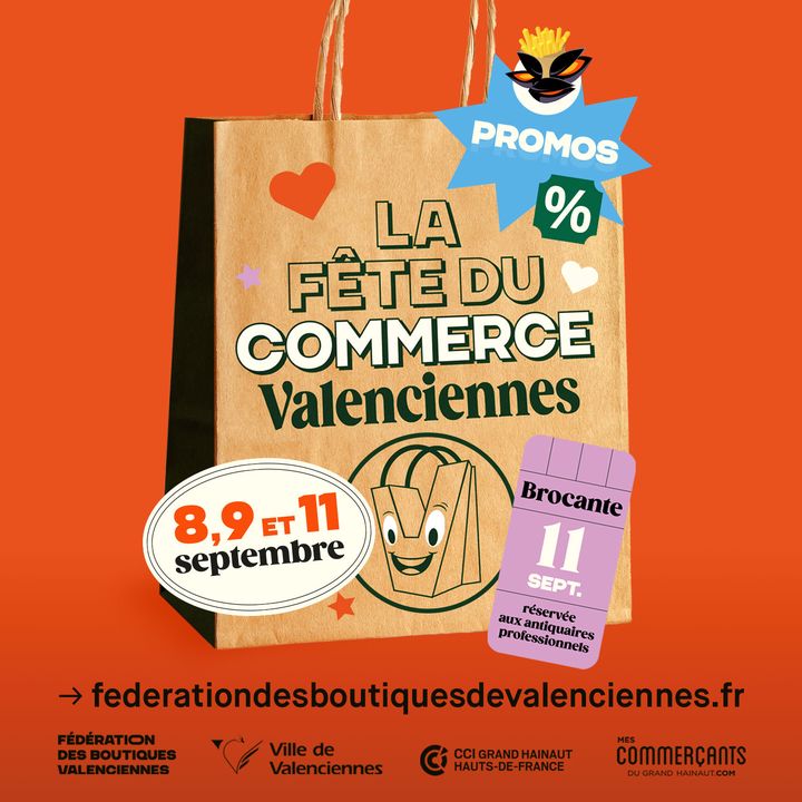 [🤩🏃🎉] Du 8 au 11 septembre, c’est la fête du commerce à Valenciennes ! N’oubliez pas votre RDV des bonnes affaires 🤩
+ d’infos 👉 https://fb.me/e/19UES3pJv
