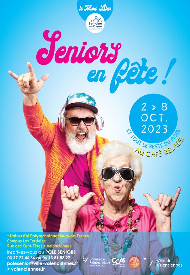[💙💙SEMAINE BLEUE💙💙] La #semainebleue se prolonge tout au long du mois d’octobre.
💙Prochain RDV jeudi 12 octobre à 14h30 pour assister à une conférence débat, salle municipal Pierre Richard
👉Au programme : prévention des risques pour les seniors, vols, arnaques, risques informatiques
ℹ️ 
Organisée par le conseil des seniors en partenariat avec la Police Nationale
Information au Pôle Seniors : 03 27 22 46 66 ou 09 80 56 84 54
+ d’infos 👉 https://www.valenciennes.fr/agenda/semaine-bleue-seniors-en-fete/
