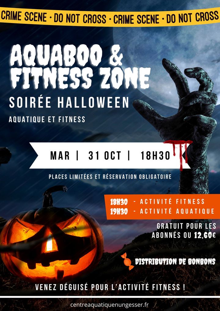 [INFO] Le Centre aquatique Nungesser vous donne RDV mardi 31 octobre dès 18h30, pour une soirée effrayante ! 🎃👻 🥳
👉 Au programme :
18h30 : Activité Fitness
19h30 : Activité Aquatique
 ℹ️ Les places sont limitées ! Réservation 👉 https://moncentreaquatique.com/module-inscriptions/
+ d’infos 👇