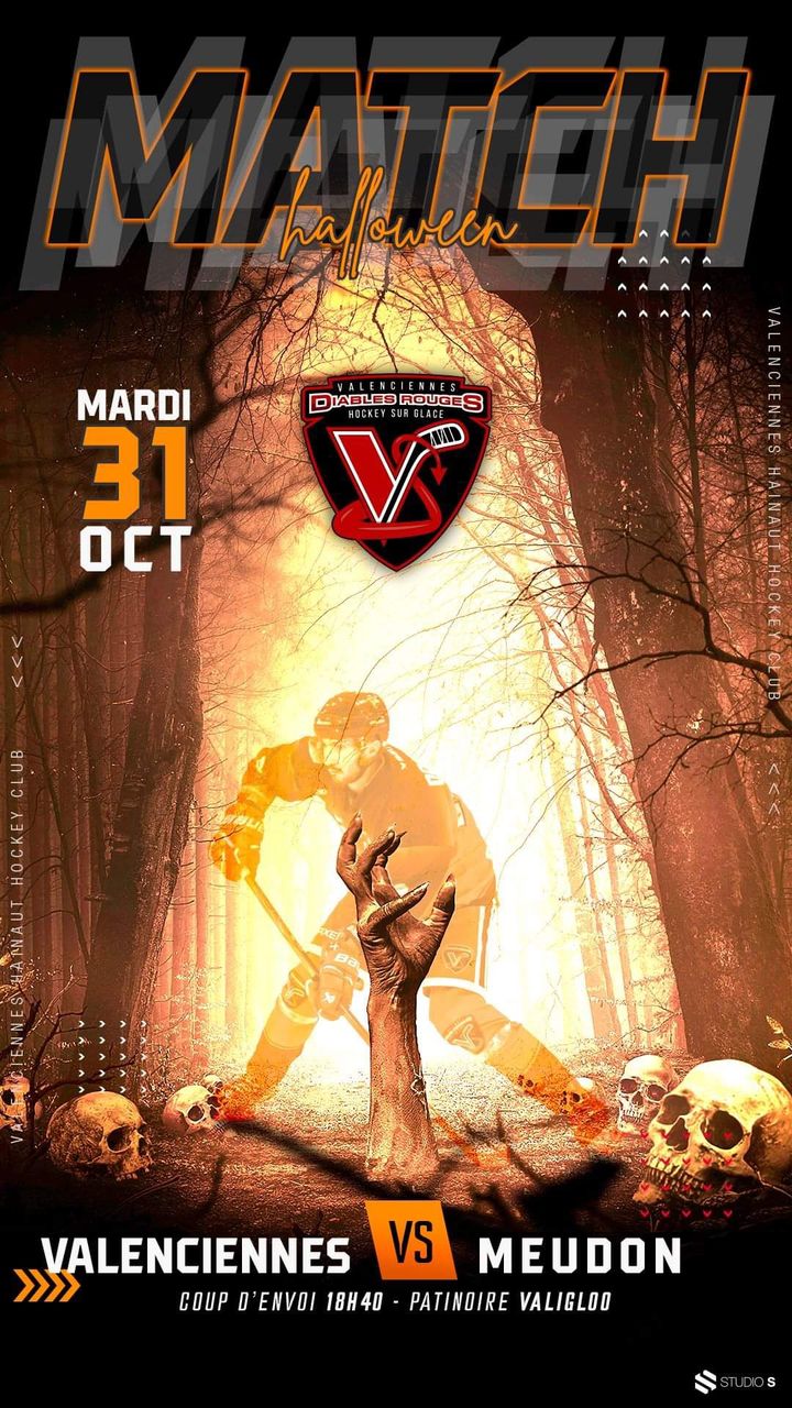 [👻🏒INFO🏒👻] Les Les Diables Rouges de Valenciennes – VHHC vous donnent RDV ce soir pour la 5ème journée de championnat. 
Les Diables rouges affrontent les Comètes de Meudon, au programme une soirée effrayante 💀👹
N’oubliez pas vos costumes les plus terrifiants🧟‍♀️ Un défilé sera organisé lors du match 🧛‍♀️
Prenez vos billets ⤵️
https://www.diablesrouges.fr/billetterie-tarifs/