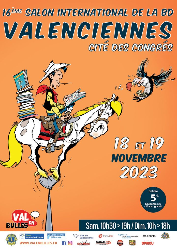 [SALON DE LA BD] L’ouverture du Salon international de la BD à Valenciennes approche🎉 RDV les 18 et 19 novembre à la Cité des Congrès Valenciennes pour rencontrer + de 60 auteurs français et internationaux (Achdé, François Boucq, Bill Morrison, Federica Di Meo…) mais aussi des expositions (Signé Lupin, L’ombre d’Antan, Fluide Glacial…) des exposants et de nombreuses animations (atelier d’Origami, initiation au japonais, cours de dessins, spectacles de marionnettes…). 
👉 Vous pouvez dès aujourd’hui réserver vos billets (5€ l’entrée adulte, 3 € l’entrée étudiante et toujours gratuit pour les -12 ans accompagné d’un adulte) : https://www.helloasso.com/associations/val-en-bulles/evenements/16e-salon-international-de-la-bd-a-valenciennes
👉 Retrouvez toutes les informations sur www.valenbulles.fr
