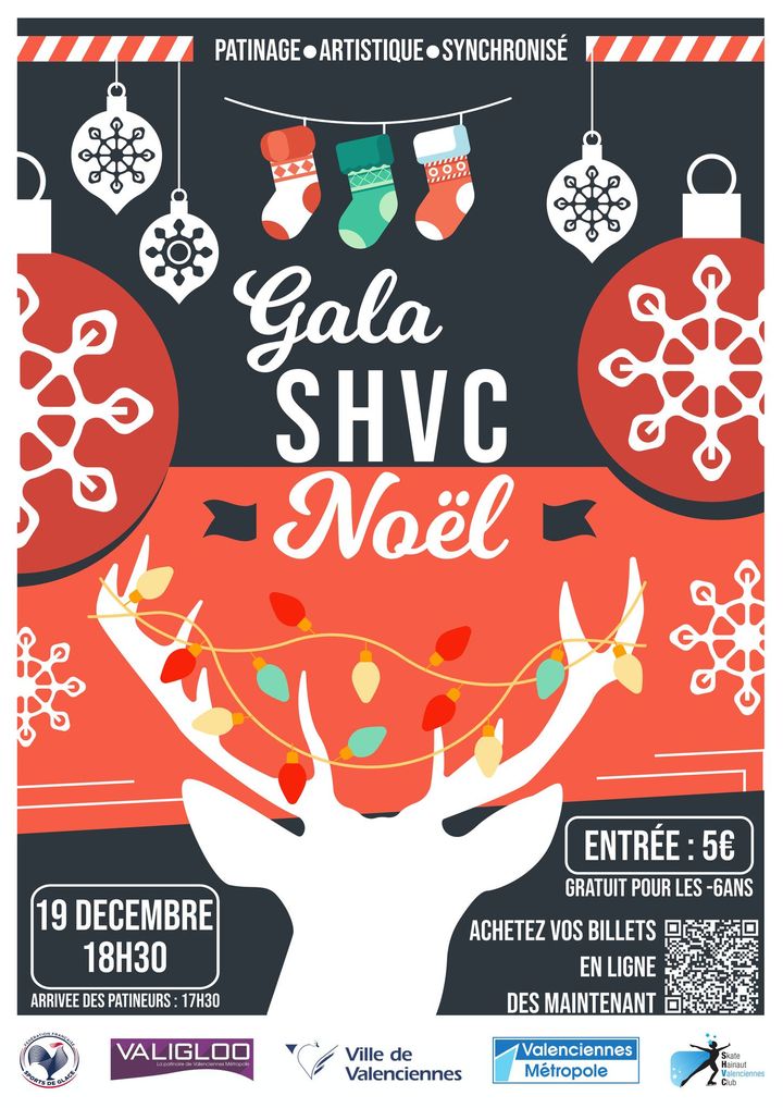 [INFO] Le gala de Noël du SHVC.page.officielle approche… 🎅🏼
📆 RDV à 18h30, mardi 19 décembre à la patinoire Valigloo.
👉Vente de billets ce samedi 16 décembre de 12h à 14h pendant la répétition générale🎄
👉et il est toujours possible de prendre ses places directement sur : 
https://www.helloasso.com/associations/skate-hainaut-valenciennes-club/evenements/gala-de-noel-2023