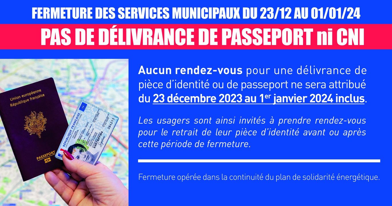 [RAPPEL] Fermeture exceptionnelle des services municipaux du 23 décembre au 1er janvier inclus.
▶️Dans la continuité des mesures prises par la municipalité dans le cadre de son plan de solidarité énergétique, la Ville de Valenciennes poursuit ses actions visant à agir en responsabilité et en solidarité face aux dépenses nouvelles liées à la flambée des coûts de l’énergie.
▶️Ainsi et comme annoncé par l’équipe municipale, lors de la mise en place du plan de solidarité, l’ensemble des bâtiments communaux sera fermé à compter du samedi 23 décembre matin et rouvrira le mardi 2 janvier 2024 matin aux horaires habituels.
▶️Pour les services au sein desquels une continuité doit être assurée, la municipalité a mis en place une permanence, découvrez l’ensemble des infos 👉https://www.valenciennes.fr/fermeture-exceptionnelle-des-services-municipaux-du-23-decembre-au-1er-janvier-inclus/