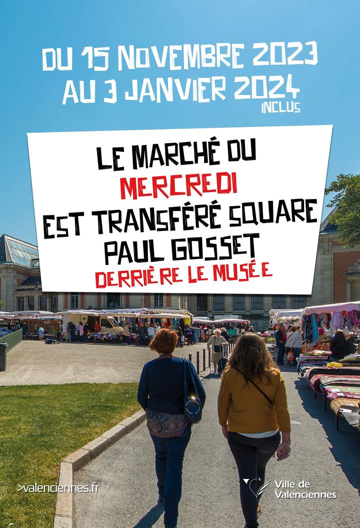 [RAPPEL] N’oubliez pas ! le marché de détail est transféré tous les mercredis jusqu’au 3 janvier inclus, square Paul Gosset, pour revenir sur la place d’Armes le mercredi 10 janvier 2024. 
👉Vos commerçants sont là pour vous accueillir 😉