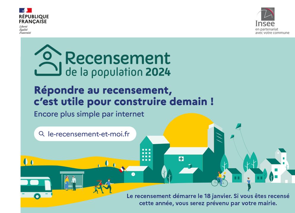 [RECENSEMENT] Votre logement en fait peut-être partie ! Il se déroulera du 18 janvier au 24 février 2024.
👉Si vous êtes recensé, vous recevrez un courrier de la Ville de Valenciennes en janvier.
👉Comment ça marche ?
Une fois le courrier reçu, vous recevrez dans votre boîte aux lettres ou via la visite d’un agent recenseur représenté par un agent de la Poste, une notice internet contenant vos identifiants et code de connexion pour répondre sur internet : le-recensement-et-moi.fr
Vous pourrez également répondre sur papier
👉Le recensement est GRATUIT et OBLIGATOIRE