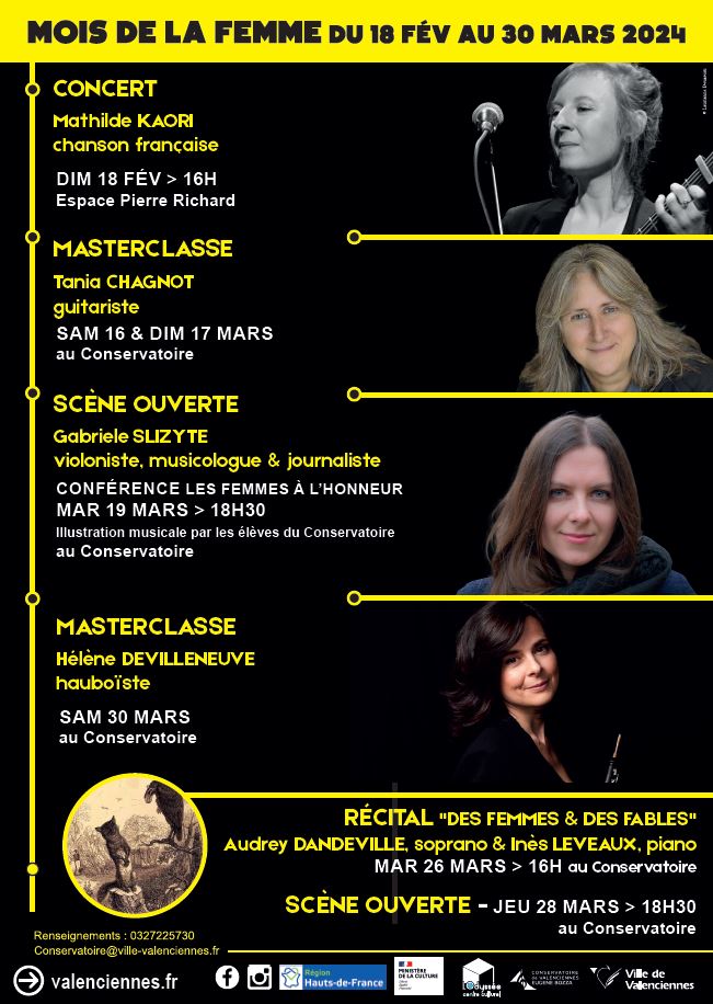 [🎼🎼🎼] Le Conservatoire de Valenciennes vous invite du 18 février au 30 mars à découvrir des artistes incroyables : Mathilde Kaori, Tania Chagnot, Gabrielle Slizyte, Hélène Devilleneuve,…
+ d’infos 👇