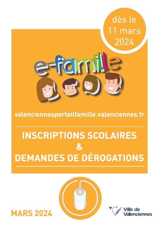 [💼 ECOLES 💼] Les inscriptions pour la rentrée 2024 – 2025 démarrent lundi 11 mars et s’achèvent le vendredi 29 mars 2024.
▶ Si votre enfant doit être inscrit pour la 1ère fois dans une école de la ville, vous devez impérativement prendre RDV au 03 27 22 59 51 à partir du 6 mars 
+ d’infos sur les inscriptions et les dérogations scolaires 👉https://www.valenciennes.fr/demarches/famille/inscription-scolaire/