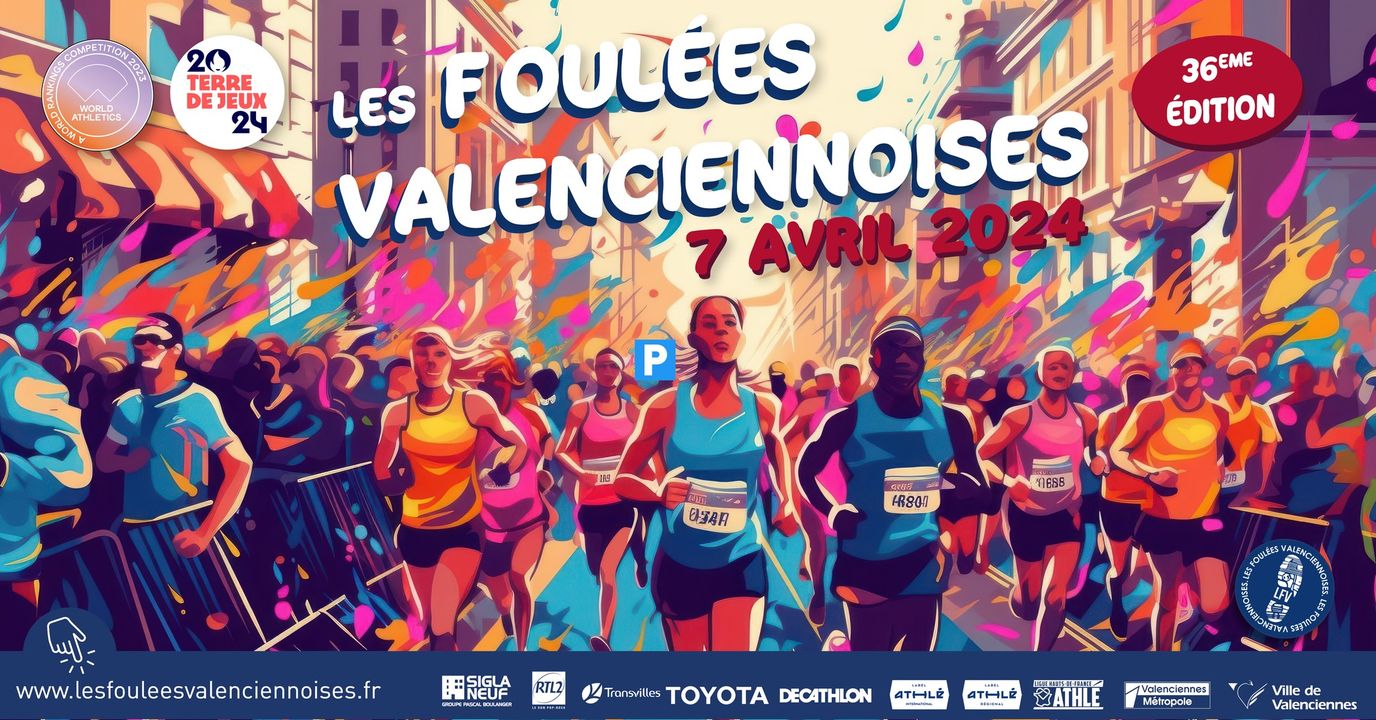[👟👟FOULEES👟👟] Vous êtes inscrits et prêts à prendre place sur la ligne de départ de la 36ème édition « Les Foulées Valenciennoises » 🤩🥳
ℹ️ Pour préparer en toute sérénité votre venue, voici toutes les infos 👉 

🔹Le retrait des dossards aura lieu :
👟 vendredi 5 avril : 10h à 19h30 – Décathlon Aulnoy-lez-Valenciennes, chemin des Bourgeois 59300 Aulnoy-Lez-Valenciennes
👟 samedi 6 avril : 10h à 19h30 – Décathlon Aulnoy-lez-Valenciennes
👟 dimanche 7 avril – pour le 10km : Stade du Hainaut, Valenciennes à partir de 7h30
👟 dimanche 7 avril – autres épreuves : Hôtel de ville de Valenciennes à partir de 7h30
‼️ Le dossard sera remis à la condition que votre dossier soit complet ‼️

🔹Animations gratuites sur le village place d’Armes, le samedi 6 avril 👉
+ d’infos 👉 https://www.valenciennes.fr/agenda/foulees-valenciennoises-les-inscriptions-sont-ouvertes/

🔹Stationnement et circulation 👉 https://www.valenciennes.fr/agenda/foulees-valenciennoises-les-inscriptions-sont-ouvertes/

🔹Y aller en transport en commun ?
Que vous soyez à pied ou en voiture, le tramway Transvilles pourra vous emmener sur un point de la course 👉 https://www.transvilles.com/actualites/foulees-valenciennoises-24-info-transport-transvilles/

Les Foulées Valenciennoises  Valenciennes Métropole  Ligue des Hauts-de-France d’Athlétisme  Toyota France  Decathlon France  Sigla Neuf RTL2 Nord Toyota France Transvilles