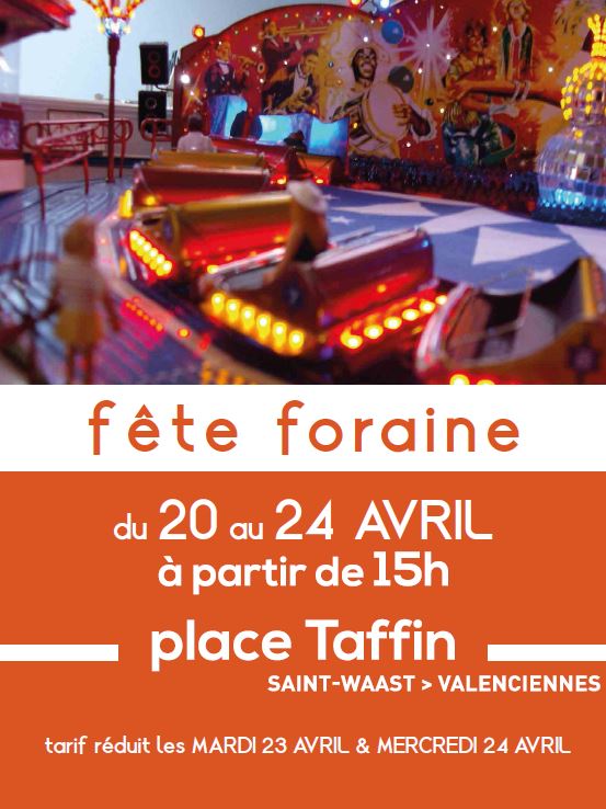 [FÊTE FORAINE] Du 20 au 24 avril, la fête foraine arrive place Taffin !!! Barbe à papa, pêche aux canards, … Moment de détente en famille ou entre amis garanti !! 😉
📅 Du 20 au 24 avril à partir de 15h
👉 Tarif réduit le mardi 23 et le mercredi 24 avril