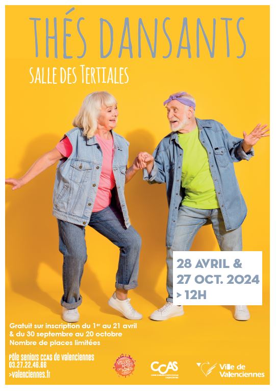 [💃INSCRIPTION🕺] Les thés dansants sont de retour 🤩🥳 RDV incontournable pour nos aînés ! 
▶️ Pour assister au 1er thé dansant le 28 avril prochain, vous devez vous inscrire auprès du pôle seniors au moyen de la carte « mon pass+ »
❗️❗️ Nombre de places limitées ! Gratuit sur inscription jusqu’au 21 avril ❗️❗️
+ d’infos : 03 27 22 46 66
