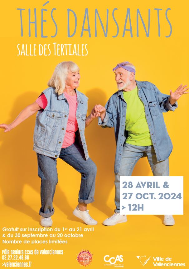 [💃RAPPEL🕺] Ce sont les derniers jours pour vous inscrire au thé dansant ! Le dimanche 28 avril prochain, la salle des Tertiales accueillera le 1er thé dansant de l’année ! 
▶️ Il reste encore quelques places, vous avez jusqu’au 20 avril pour vous inscrire et participer à ce RDV. 
+ d’infos et inscriptions au 03 27 22 46 66.