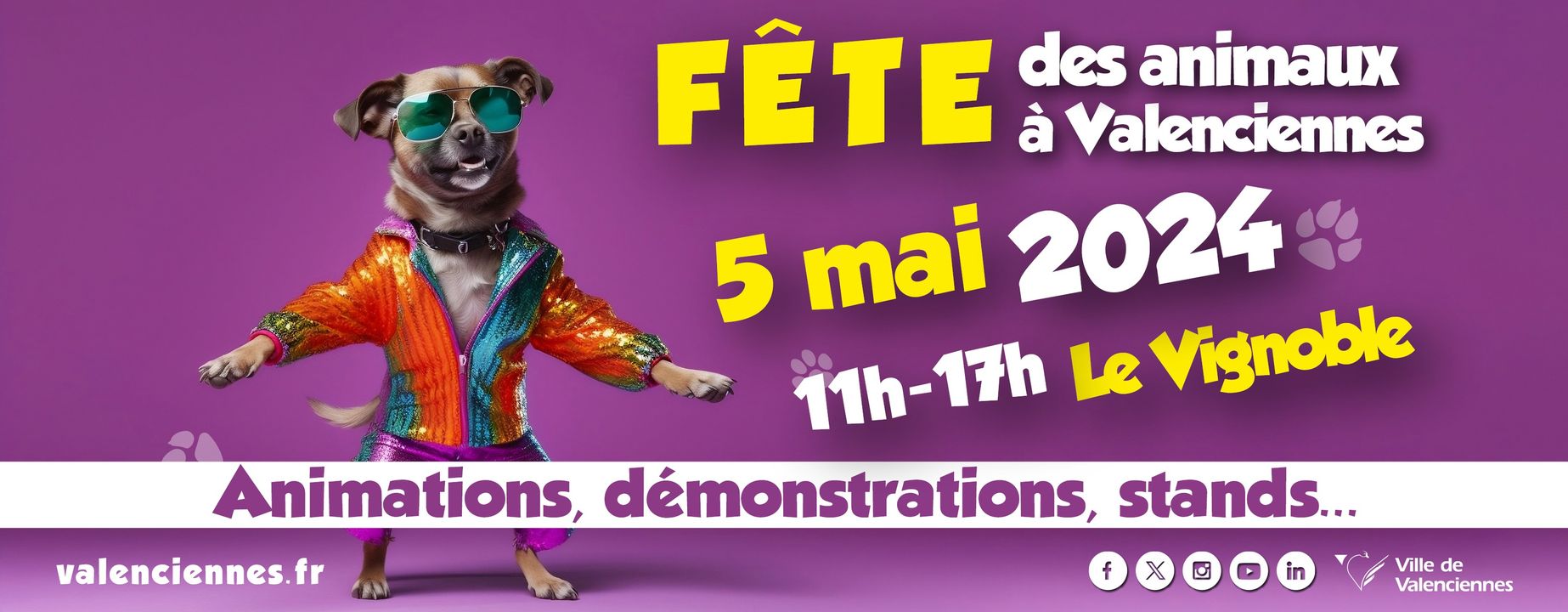 [ 🐥🐕‍🦺🐈🐕 ] RDV de 11h à 17h, dimanche 5 mai au Vignoble pour participer à la « Fête des animaux ».
🐕 Au programme 👉Food truck, château gonflable, stands, animations, expositions, démonstrations.
🐕 Seront présents 👉L’association Citanimal, l’association Canin Sans Famille, Reflex’Canin, Les p’tites pattes-à chons,…
🐕 Pour + de détails, voici le lien de l’événement 👉 https://fb.me/e/5gjmKaedg