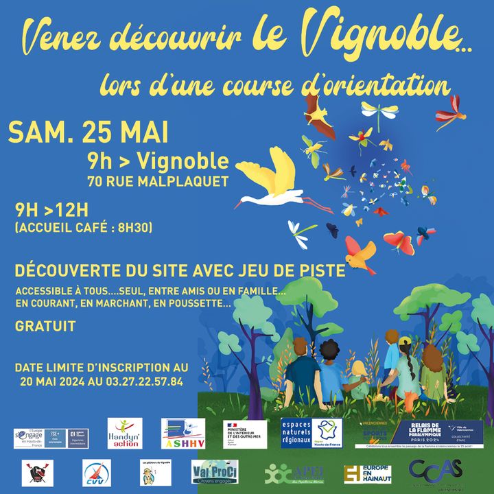 [A VOS AGENDA📅] Venez découvrir le Vignoble lors d’une course d’orientation !
Venez résoudre des énigmes 🧐 et répondre à des ❓ sur le thème de la nature en parcourant et en (re)découvrant, les différents espaces naturels et la richesse de la faune et de la flore du Vignoble.
▶️ Accessible à tous, seul, entre amis 👭 ou en famille👨‍👩‍👧‍👦, en courant 🏃, en marchant 🚶, en poussette , …
▶️ RDV samedi 25 mai à 9h au Vignoble, 70 rue Malplaquet – C’est gratuit
ℹ️ Inscription jusqu’au 20 mai au 03 27 22 57 84
+ d’infos : 
👉https://www.valenciennes.fr/agenda/venez-decouvrir-le-vignoble-lors-dune-course-dorientation/
👉Lien de l’événement : https://fb.me/e/bmp7ooKm0