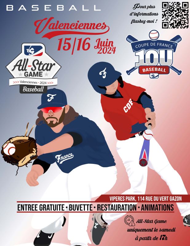 [⚾️⚾️INFO BASEBALL⚾️⚾️] le Valenciennes Baseball Club vous invite samedi 15 et dimanche 16 juin à assister au All-Star Game et à la coupe de France 10U
🤩 Venez nombreux pour accueillir les équipes participantes !
👉RDV au vipères park, 114 rue du Vert Gazon – Entrée gratuite
ℹ️ + d’infos Valenciennes Baseball Club