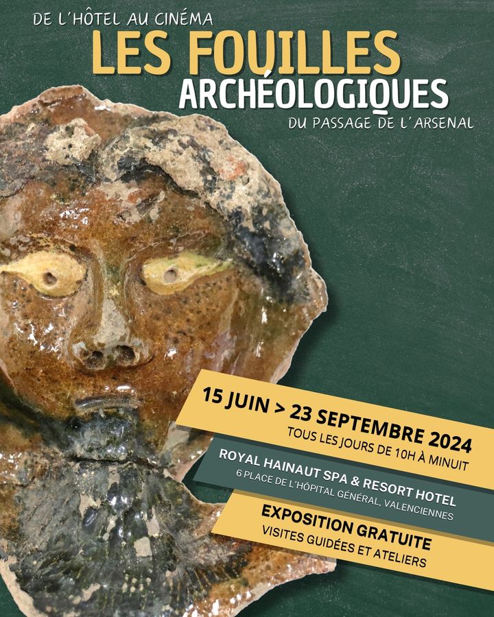 [RDV] Dès le 15 juin à 12h, venez vous émerveiller devant les objets précieux découverts en plein centre-ville de Valenciennes par les archéologues, dans le superbe cadre du Royal Hainaut Spa & Resort Hotel  😎
📅 Du 15 juin au 23 septembre, tous les jours de 10h à minuit
🏫 Royal Hainaut Spa & Resort Hotel, place de l’Hôtel Général 
Gratuit
ℹ️ Dates des événements, visites et ateliers 👉 https://musee.valenciennes.fr/actualites/expositions/