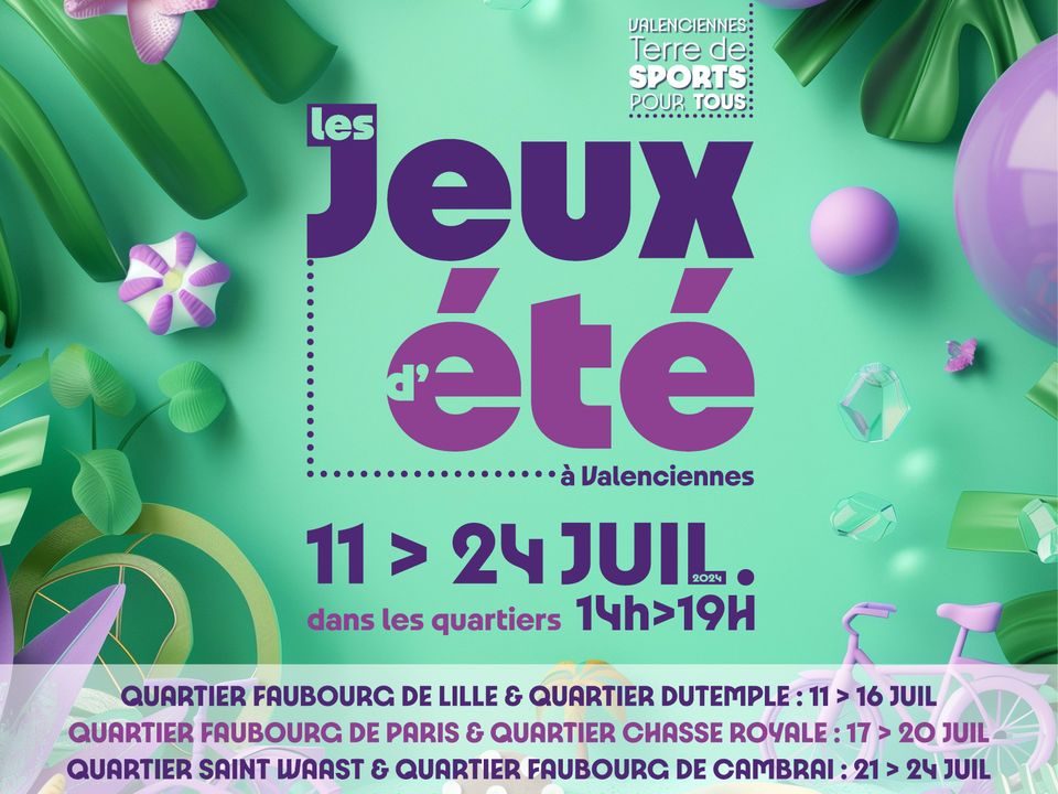 [🌞JEUX D’ÉTÉ🌟] 𝗟𝗲𝘀 𝗷𝗲𝘂𝘅 𝗱’𝗲́𝘁𝗲́ 𝘀𝗼𝗻𝘁 𝗱𝗲 𝗿𝗲𝘁𝗼𝘂𝗿 🤩 , les châteaux 🏰 et autres structures gonflables reviennent pour la nouvelle édition des « Jeux d’été ». 
👉 RDV 🥳 𝗱𝘂 𝟮𝟭 𝗮𝘂 𝟮𝟰 𝗷𝘂𝗶𝗹𝗹𝗲𝘁 𝗱𝗲 𝟭𝟰𝗵 𝗮̀ 𝟭𝟵𝗵 pour le : 
🔹𝗤𝘂𝗮𝗿𝘁𝗶𝗲𝗿 𝗦𝗮𝗶𝗻𝘁 𝗪𝗮𝗮𝘀𝘁, 𝗽𝗹𝗮𝗰𝗲 𝗧𝗮𝗳𝗳𝗶𝗻 𝗼𝘂 𝗰𝗵𝗮̂𝘁𝗲𝗮𝘂 𝗗𝗲́𝘀𝗮𝗻𝗱𝗿𝗼𝘂𝗶𝗻
🔹𝗤𝘂𝗮𝗿𝘁𝗶𝗲𝗿 𝗳𝗮𝘂𝗯𝗼𝘂𝗿𝗴 𝗱𝗲 𝗖𝗮𝗺𝗯𝗿𝗮𝗶, 𝗰𝗲𝗻𝘁𝗿𝗲 𝘀𝗼𝗰𝗶𝗮𝗹 𝗔𝗴𝗼𝗿𝗮
👉 Toujours gratuite, cette opération ludique investit les quartiers de la ville pour le plaisir de tous 
ℹ Lien vers l’événement : https://www.facebook.com/share/JFibnvZA8eLKER6W/