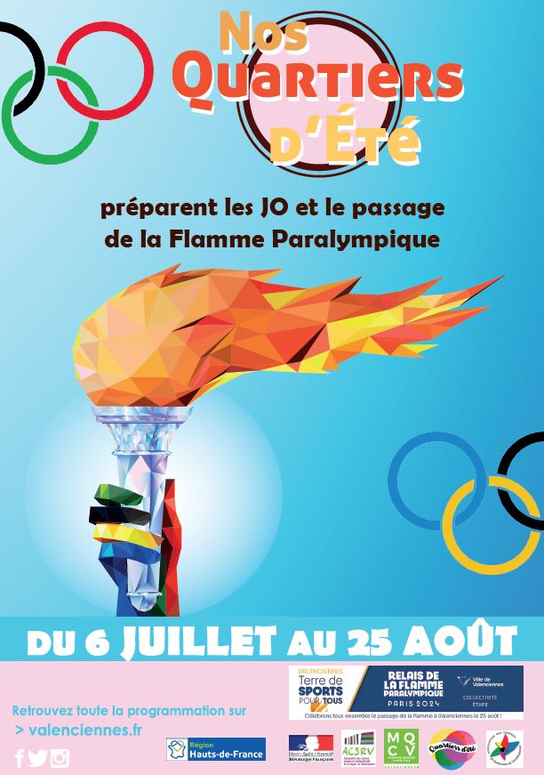 [😎⛱𝗡𝗢𝗦 𝗤𝗨𝗔𝗥𝗧𝗜𝗘𝗥𝗦 𝗗’𝗘́𝗧𝗘́🤩🌞] Le jeudi 8 août de 10h à 17h30 et le vendredi 9 août de 10h à 15h, RDV place d’Armes pour participer aux 𝗷𝗼𝘂𝗿𝘀 𝗺𝘂𝗹𝘁𝗶-𝗮𝗰𝘁𝗶𝘃𝗶𝘁𝗲́𝘀
👉  Au programme :
🔹 Découverte de la cécipétanque
🔹 Ateliers : défi créatif avec le collectif Métalu A Chahuter, gravure avec le Collectif Artimuse, atelier motricité et sport pour tous, atelier dentelle et tissage de papier, …  
🔹 Jeux coopératifs, casse-têtes
🔹 Stands « Jouons les valeurs de l’olympisme ! »
🔹 Expo « sport et discrimination
🔹 « Lire c’est partir »
 ℹ Pour + d’infos :
𝗩𝗼𝗶𝗰𝗶 𝗹𝗲 𝗹𝗶𝗲𝗻 𝗱𝗲 𝗹’𝗲́𝘃𝗲́𝗻𝗲𝗺𝗲𝗻𝘁 : https://www.facebook.com/share/eJtDxWM5QKpX53rk/
𝗣𝗿𝗼𝗴𝗿𝗮𝗺𝗺𝗲 𝗱𝗲𝘀 𝗾𝘂𝗮𝗿𝘁𝗶𝗲𝗿𝘀 𝗱’𝗲́𝘁𝗲́ : https://www.valenciennes.fr/agenda/nos-quartiers-dete/