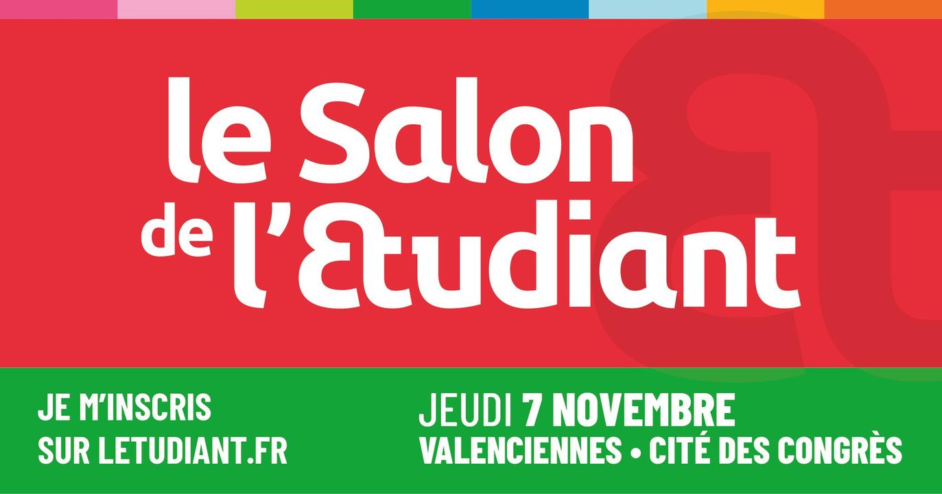 [𝗦𝗔𝗟𝗢𝗡 𝗗𝗘 𝗟’𝗘́𝗧𝗨𝗗𝗜𝗔𝗡𝗧] Vous êtes au lycée ou en études supérieures et vous réfléchissez à votre futur parcours d’études ? 
Le salon de l’Etudiant à Valenciennes est le RDV incontournable pour éclairer votre projet d’orientation et façonner votre avenir.
📅 𝗥𝗗𝗩 𝗷𝗲𝘂𝗱𝗶 𝟳 𝗻𝗼𝘃𝗲𝗺𝗯𝗿𝗲 𝟮𝟬𝟮𝟰 𝗱𝗲 𝟴𝗵𝟯𝟬 𝗮̀ 𝟭𝟳𝗵 𝗮̀ 𝗹𝗮 𝗖𝗶𝘁𝗲́ 𝗱𝗲𝘀 𝗖𝗼𝗻𝗴𝗿𝗲̀𝘀 
ℹ 𝘋𝘦̀𝘴 𝘮𝘢𝘪𝘯𝘵𝘦𝘯𝘢𝘯𝘵, 𝘷𝘰𝘶𝘴 𝘱𝘰𝘶𝘷𝘦𝘻 𝘱𝘳𝘦́𝘱𝘢𝘳𝘦𝘳 𝘷𝘰𝘵𝘳𝘦 𝘱𝘢𝘳𝘤𝘰𝘶𝘳𝘴 𝘥𝘦 𝘷𝘪𝘴𝘪𝘵𝘦 𝘴𝘶𝘳 𝘭𝘦𝘵𝘶𝘥𝘪𝘢𝘯𝘵.𝘧𝘳, 𝘳𝘶𝘣𝘳𝘪𝘲𝘶𝘦 « 𝘚𝘈𝘓𝘖𝘕𝘚 » 𝘦𝘵 𝘵𝘦́𝘭𝘦́𝘤𝘩𝘢𝘳𝘨𝘦𝘳 𝘷𝘰𝘵𝘳𝘦 𝘪𝘯𝘷𝘪𝘵𝘢𝘵𝘪𝘰𝘯 𝘨𝘳𝘢𝘵𝘶𝘪𝘵𝘦 (𝘰𝘣𝘭𝘪𝘨𝘢𝘵𝘰𝘪𝘳𝘦) 𝘱𝘰𝘶𝘳 𝘴𝘦 𝘱𝘳𝘦́𝘴𝘦𝘯𝘵𝘦𝘳 𝘢𝘶 𝘴𝘢𝘭𝘰𝘯 👉 https://bit.ly/Valenciennes24