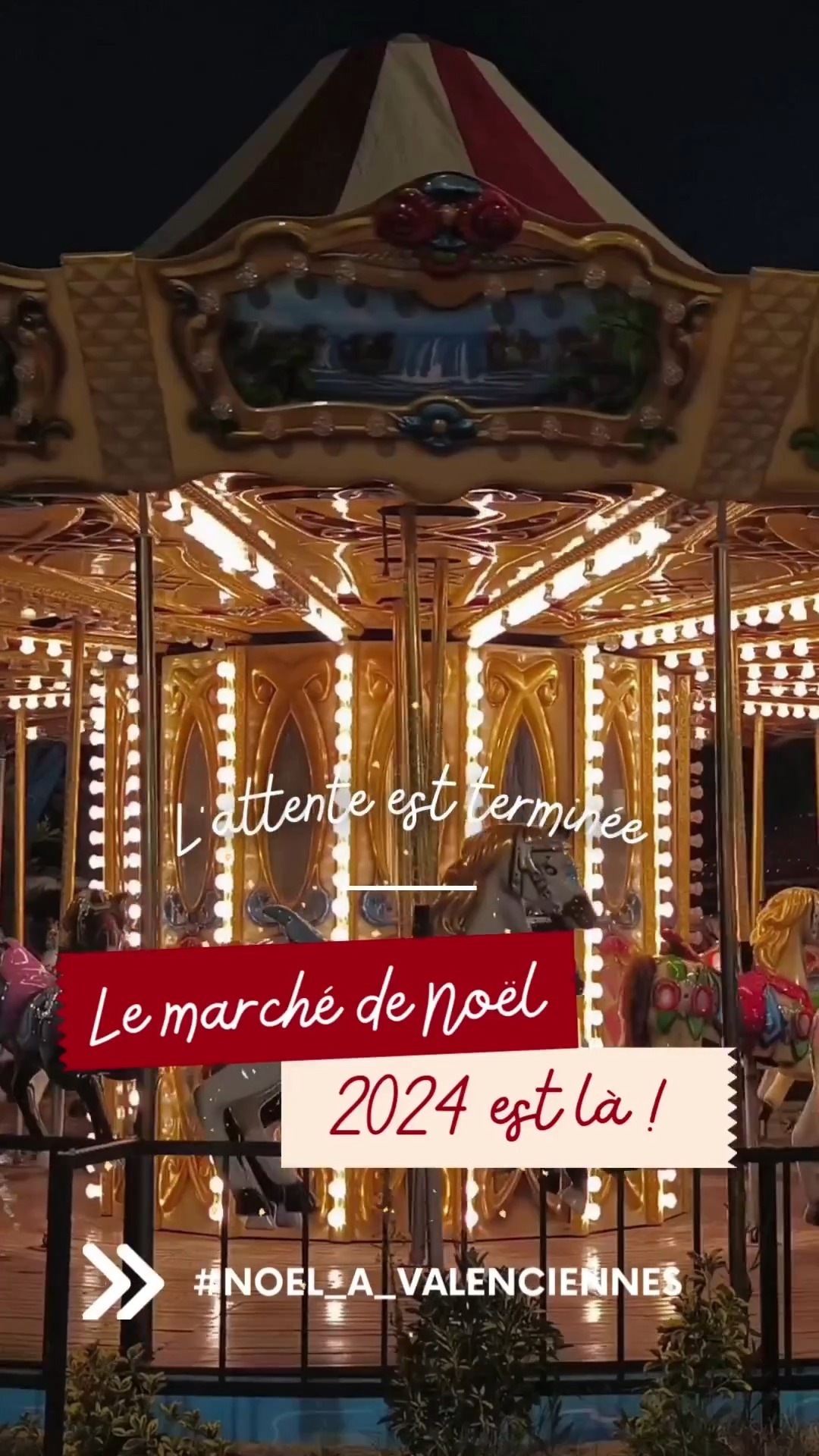 [Place à Noël] Le village de Noël vous ouvre ses portes du 29 novembre au 24 décembre 2024 sur la Place d’Armes.
Retrouvez la programmation sur https://www.valenciennes.fr/place-a-noel

Attractions :
Grande roue – Place du Commerce
Manège enfantin et confiseries – Place du Marché aux Herbes
Sapin enchanté, carrousel et manège des rennes volants – Place d’Armes
2 boules lumineuses pour de jolies photos sur le thème de Noël

Venez profiter de la magie de Noël et des nombreuses animations proposées ! 🎄✨

#noel #noel_a_valenciennes #valenciennesmetropole #valenciennestourisme #festivités #illuminationsdenoel #chalet #touslesvalenciennoisici #tlvi #nordpasdecalais #hdf_en_photos #hautsdefrance #departement59 #monnordenor #igersvalenciennes #Nord #nordmylove