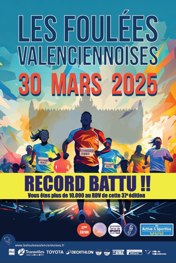 [👟👟Les Foulées Valenciennoises🏃👟] Les Foulées Valenciennoises sont bientôt là 🤩 𝗥𝗗𝗩 𝗹𝗲 𝟯𝟬 𝗺𝗮𝗿𝘀 𝗽𝗿𝗼𝗰𝗵𝗮𝗶𝗻 𝘀𝘂𝗿 𝗹𝗮 𝗹𝗶𝗴𝗻𝗲 𝗱𝗲 𝗱𝗲́𝗽𝗮𝗿𝘁 🤩🏃🏃‍♀️🏃‍♂️

ℹ Vous pouvez toujours vous inscrire pour :
🌳 8h45 : Randonnée marche nordique 8 km 
👶 9h20 : Foulées baby poussette 3km 
🏃 12h : 2 km Garçons (nés entre 2010 et 2013)
🏃‍♀️ 12h07 : 2 km Filles (nées entre 2010 et 2013)
👟 12h15 : Foulées santé 1 km, ouverte à tous, 𝐬𝐚𝐧𝐬 𝐜𝐥𝐚𝐬𝐬𝐞𝐦𝐞𝐧𝐭 𝐧𝐢 𝐝𝐨𝐬𝐬𝐚𝐫𝐝 !
👉 https://www.njuko.net/fouleesva2024/select_competition
🤩 On vous attend nombreux 🤩