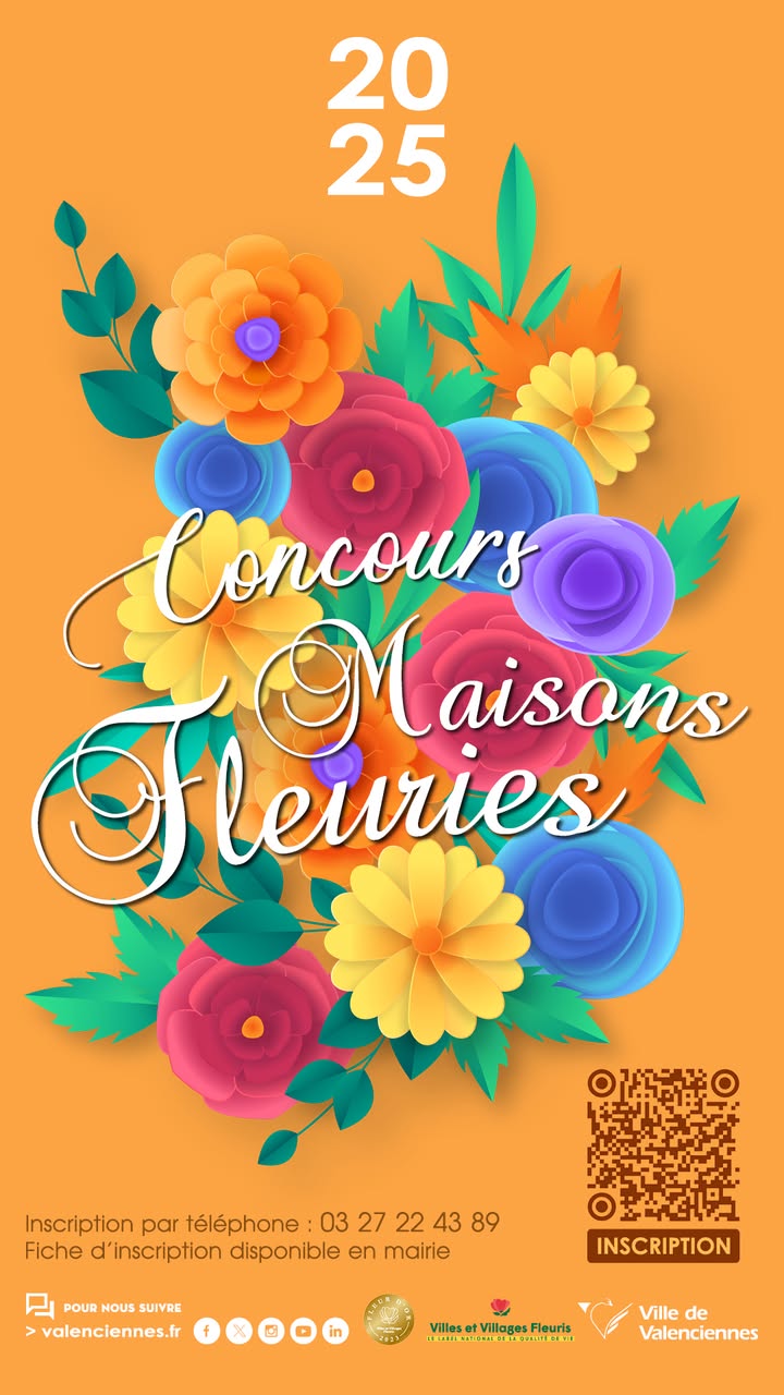 🌸 𝗣𝗮𝗿𝘁𝗶𝗰𝗶𝗽𝗲𝘇 𝗮𝘂 𝗖𝗼𝗻𝗰𝗼𝘂𝗿𝘀 𝗱𝗲𝘀 𝗠𝗮𝗶𝘀𝗼𝗻𝘀 𝗙𝗹𝗲𝘂𝗿𝗶𝗲𝘀 𝗱𝗲 𝗩𝗮𝗹𝗲𝗻𝗰𝗶𝗲𝗻𝗻𝗲𝘀 𝟮𝟬𝟮𝟱 ! 🌸
Vous aimez les fleurs ? C’est le moment de vous inscrire au Concours des Maisons Fleuries 2025 ! 🌷
🌸 Que vous ayez un joli jardinet visible depuis la rue ou une façade à fleurir avec des jardinières ou des plantes grimpantes, il y a une catégorie pour vous 🫵 !

👉 𝟮 𝗰𝗮𝘁𝗲́𝗴𝗼𝗿𝗶𝗲𝘀 𝘀𝗼𝗻𝘁 𝗽𝗿𝗼𝗽𝗼𝘀𝗲́𝗲𝘀 : 
1️⃣ 𝑀𝑎𝑖𝑠𝑜𝑛𝑠 𝑎𝑣𝑒𝑐 𝑗𝑎𝑟𝑑𝑖𝑛𝑒𝑡 𝑜𝑢 𝑗𝑎𝑟𝑑𝑖𝑛 𝑣𝑖𝑠𝑖𝑏𝑙𝑒 𝑑𝑒𝑝𝑢𝑖𝑠 𝑙𝑎 𝑣𝑜𝑖𝑒 𝑝𝑢𝑏𝑙𝑖𝑞𝑢𝑒
2️⃣ 𝐸𝑠𝑝𝑎𝑐𝑒𝑠 𝑠𝑎𝑛𝑠 𝑡𝑒𝑟𝑟𝑒, 𝑓𝑎𝑐̧𝑎𝑑𝑒𝑠 𝑜𝑢 𝑝𝑖𝑒𝑑𝑠 𝑑𝑒 𝑚𝑢𝑟𝑠 : 𝑓𝑙𝑒𝑢𝑟𝑖𝑠𝑠𝑒𝑚𝑒𝑛𝑡 𝑒𝑛 𝑗𝑎𝑟𝑑𝑖𝑛𝑖𝑒̀𝑟𝑒𝑠, 𝑝𝑙𝑎𝑛𝑡𝑒𝑠 𝑔𝑟𝑖𝑚𝑝𝑎𝑛𝑡𝑒𝑠,…

📅 𝗜𝗻𝘀𝗰𝗿𝗶𝘃𝗲𝘇-𝘃𝗼𝘂𝘀 𝗮𝘃𝗮𝗻𝘁 𝗹𝗲 𝟯𝟭 𝗺𝗮𝗶 𝟮𝟬𝟮𝟱 𝗽𝗼𝘂𝗿 𝗽𝗮𝗿𝘁𝗶𝗰𝗶𝗽𝗲𝗿 𝗮̀ 𝗹’𝗲́𝗱𝗶𝘁𝗶𝗼𝗻 𝟮𝟬𝟮𝟱 𝗲𝘁 𝗺𝗲𝘁𝘁𝗲𝘇 𝘃𝗼𝘁𝗿𝗲 𝘁𝗮𝗹𝗲𝗻𝘁 𝗱𝗲 𝗷𝗮𝗿𝗱𝗶𝗻𝗶𝗲𝗿 𝗮̀ 𝗹’𝗵𝗼𝗻𝗻𝗲𝘂𝗿 !