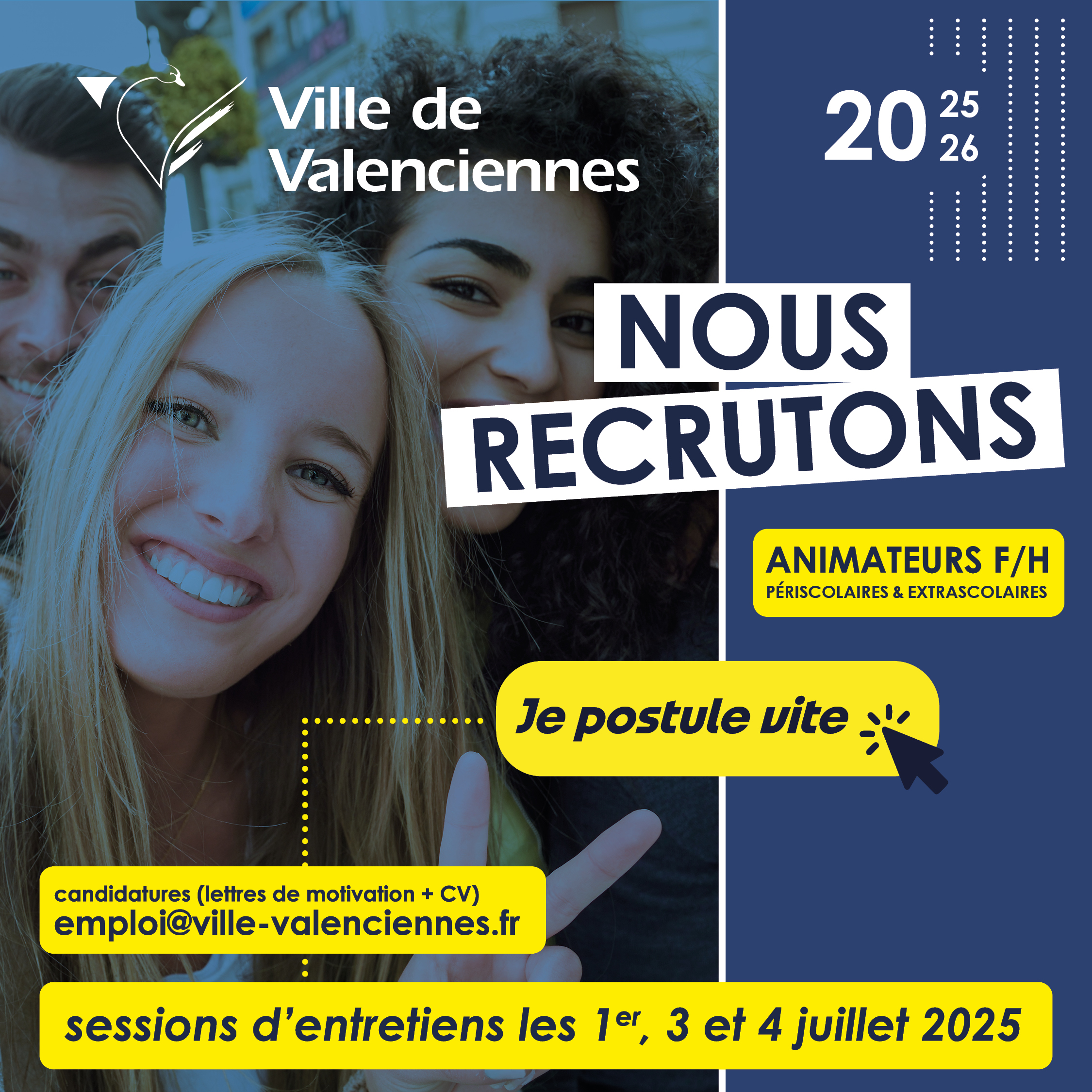 La Ville de Valenciennes recrute des animateurs pour 2025/2026 !