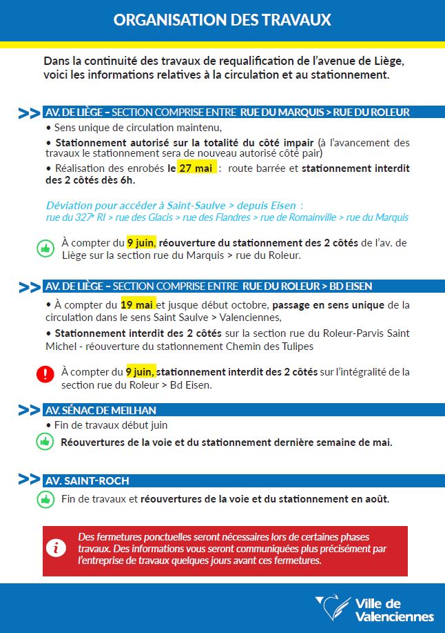 [🚧 INFO TRAVAUX 🚧] 𝗥𝗲𝗾𝘂𝗮𝗹𝗶𝗳𝗶𝗰𝗮𝘁𝗶𝗼𝗻 𝗱𝘂 𝗾𝘂𝗮𝗿𝘁𝗶𝗲𝗿 𝗱𝗲 𝗹’𝗮𝘃𝗲𝗻𝘂𝗲 𝗱𝗲 𝗟𝗶𝗲̀𝗴𝗲 
Dans la continuité des travaux de requalification de l’avenue de Liège, des aménagements des espaces publics sont en cours.

ℹ Voici les informations relatives à la circulation et au stationnement à compter du 27 mai 👇