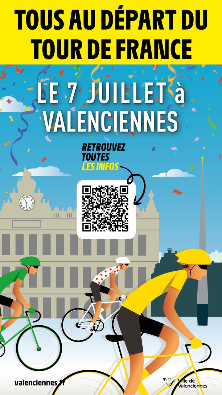[🚴‍♂️ 𝗟𝗲 𝗧𝗼𝘂𝗿 𝗱𝗲 𝗙𝗿𝗮𝗻𝗰𝗲 𝗮𝗿𝗿𝗶𝘃𝗲 𝗮̀ 𝗩𝗮𝗹𝗲𝗻𝗰𝗶𝗲𝗻𝗻𝗲𝘀 ! 🚴‍♂️] L’échéance approche à grands pas ! Rendez-vous le lundi 7 juillet pour la 3ᵉ étape à Valenciennes

👉 𝗣𝗼𝘂𝗿 𝗽𝗿𝗼𝗳𝗶𝘁𝗲𝗿 𝗽𝗹𝗲𝗶𝗻𝗲𝗺𝗲𝗻𝘁 𝗱𝗲 𝗰𝗲𝘁 𝗲́𝘃𝗲́𝗻𝗲𝗺𝗲𝗻𝘁 𝗲𝘅𝗰𝗲𝗽𝘁𝗶𝗼𝗻𝗻𝗲𝗹 𝗲𝘁 𝗴𝗮𝗿𝗮𝗻𝘁𝗶𝗿 𝘂𝗻𝗲 𝗰𝗶𝗿𝗰𝘂𝗹𝗮𝘁𝗶𝗼𝗻 𝗳𝗹𝘂𝗶𝗱𝗲, 𝘂𝗻 𝘀𝘁𝗮𝘁𝗶𝗼𝗻𝗻𝗲𝗺𝗲𝗻𝘁 𝗮𝗱𝗮𝗽𝘁𝗲́ 𝗲𝘁 𝘂𝗻𝗲 𝗮𝗺𝗯𝗶𝗮𝗻𝗰𝗲 𝗳𝗲𝘀𝘁𝗶𝘃𝗲, 𝘂𝗻𝗲 𝗽𝗮𝗴𝗲 𝗱𝗲́𝗱𝗶𝗲́𝗲 𝗲𝘀𝘁 𝗮̀ 𝘃𝗼𝘁𝗿𝗲 𝗱𝗶𝘀𝗽𝗼𝘀𝗶𝘁𝗶𝗼𝗻 : https://www.valenciennes.fr/decouvrir-la-ville/ses-loisirs-sportifs/tour-de-france/

𝗩𝗼𝘂𝘀 𝘆 𝘁𝗿𝗼𝘂𝘃𝗲𝗿𝗲𝘇 𝘁𝗼𝘂𝘁𝗲𝘀 𝗹𝗲𝘀 𝗶𝗻𝗳𝗼𝘀 𝘂𝘁𝗶𝗹𝗲𝘀 :

🎉 𝗔𝗻𝗶𝗺𝗮𝘁𝗶𝗼𝗻𝘀 𝗲𝘁 𝗳𝗲𝘀𝘁𝗶𝘃𝗶𝘁𝗲́𝘀 : villages partenaires, animations familiales, goodies, écran géant… et bien sûr, le passage des coureurs !
🗺️ 𝗖𝗮𝗿𝘁𝗲 𝗶𝗻𝘁𝗲𝗿𝗮𝗰𝘁𝗶𝘃𝗲 : circulation et stationnement les 6 et 7 juillet
📢 𝗜𝗻𝗳𝗼𝘀 𝗿𝗶𝘃𝗲𝗿𝗮𝗶𝗻𝘀 : certaines restrictions débutent dès le 30 juin – consultez la page si vous n’avez pas reçu le document
🚴 Le parcours complet de l’étape
🚋 Tramway gratuit toute la journée du 7 juillet
📋 Le programme complet de la journée

𝑵𝒐𝒖𝒔 𝒄𝒐𝒎𝒑𝒕𝒐𝒏𝒔 𝒔𝒖𝒓 𝒗𝒐𝒕𝒓𝒆 𝒑𝒂𝒓𝒕𝒊𝒄𝒊𝒑𝒂𝒕𝒊𝒐𝒏 𝒑𝒐𝒖𝒓 𝒇𝒂𝒊𝒓𝒆 𝒅𝒆 𝒄𝒆𝒕 𝒆́𝒗𝒆́𝒏𝒆𝒎𝒆𝒏𝒕 𝒖𝒏𝒆 𝒇𝒆̂𝒕𝒆 𝒑𝒐𝒑𝒖𝒍𝒂𝒊𝒓𝒆 𝒓𝒆́𝒖𝒔𝒔𝒊𝒆, 𝒅𝒂𝒏𝒔 𝒍𝒆𝒔 𝒎𝒆𝒊𝒍𝒍𝒆𝒖𝒓𝒆𝒔 𝒄𝒐𝒏𝒅𝒊𝒕𝒊𝒐𝒏𝒔 𝒑𝒐𝒖𝒓 𝒕𝒐𝒖𝒔. 
𝑴𝒆𝒓𝒄𝒊 𝒂̀ 𝒕𝒐𝒖𝒕𝒆𝒔 𝒆𝒕 𝒂̀ 𝒕𝒐𝒖𝒔 🙏 💛

ℹ 𝗜𝗡𝗙𝗢𝗦 : 
𝗣𝗮𝗴𝗲 𝗱𝗲́𝗱𝗶𝗲́𝗲 : https://www.valenciennes.fr/decouvrir-la-ville/ses-loisirs-sportifs/tour-de-france/  
𝗟𝗶𝗲𝗻 𝗱𝗲 𝗹’𝗲́𝘃𝗲́𝗻𝗲𝗺𝗲𝗻𝘁 : https://fb.me/e/2IG3Xcfal
#TDF2025  #maillotjaune #MaVilleEnJaune #valenciennes #valenciennesmaville