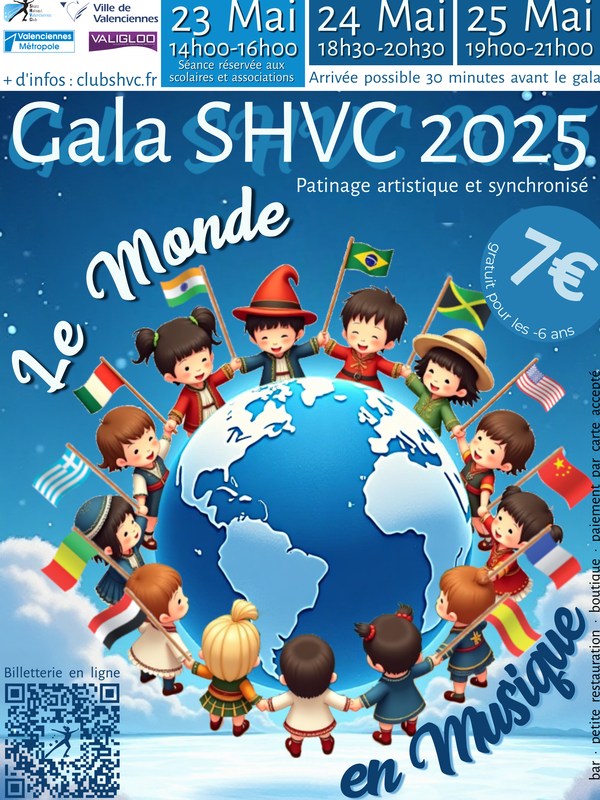 [🎉 𝗚𝗔𝗟𝗔 𝗗𝗘 𝗣𝗔𝗧𝗜𝗡𝗔𝗚𝗘 𝗔𝗥𝗧𝗜𝗦𝗧𝗜𝗤𝗨𝗘 & 𝗦𝗬𝗡𝗖𝗛𝗥𝗢𝗡𝗜𝗦𝗘́ 🎶] Le SHVC, club de Patinage sur Glace de Valenciennes, vous invite à son grand gala de fin de saison « Le monde en musique » ! ⛸️✨

Un spectacle féérique vous attend, où petits et grands patineurs vous feront voyager autour du monde en musique. Entre performance, passion et magie sur glace, vivez un moment inoubliable en famille ou entre amis ❄️🌍

📍 Patinoire Valigloo à Valenciennes
📅 24 mai de 18h30 à 20h30
📅 25 mai de 19h à 21h
🎟️ Tarif : 7€ – Gratuit pour les moins de 6 ans

🧃 Petite restauration et buvette sur place
📲 Plus d’infos : clubshvc.fr

📢 𝑷𝒂𝒓𝒕𝒂𝒈𝒆𝒛 𝒍’𝒆́𝒗𝒆́𝒏𝒆𝒎𝒆𝒏𝒕 𝒆𝒕 𝒗𝒆𝒏𝒆𝒛 𝒏𝒐𝒎𝒃𝒓𝒆𝒖𝒙 𝒔𝒐𝒖𝒕𝒆𝒏𝒊𝒓 𝒏𝒐𝒔 𝒑𝒂𝒕𝒊𝒏𝒆𝒖𝒓𝒔 !

#GalaSHVC #PatinageValenciennes #Valigloo #PatinageArtistique #PatinageSynchronisé #SortieFamille #Valenciennes #SpectacleSurGlace