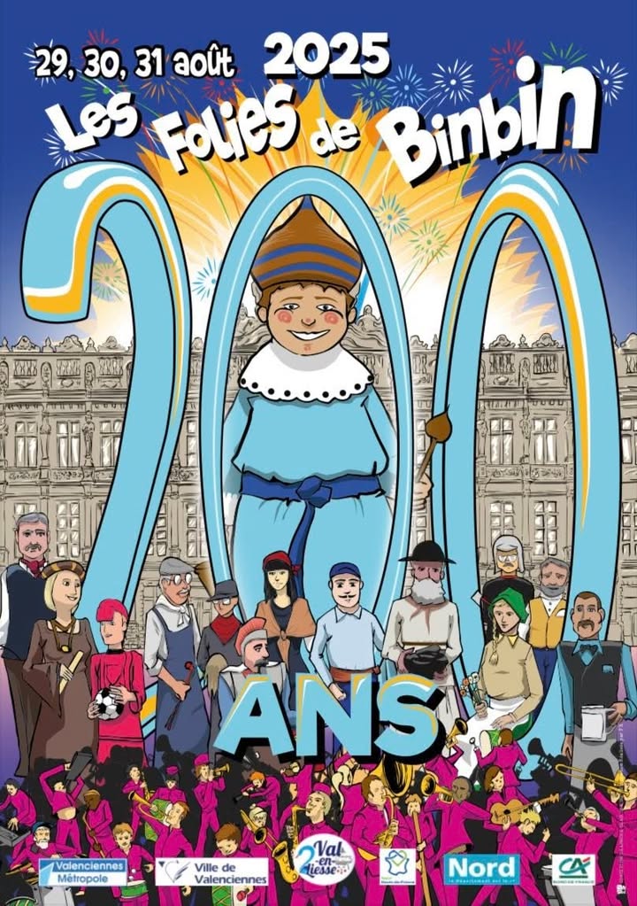[RDV] 𝑳𝒆𝒔 𝑭𝒐𝒍𝒊𝒆𝒔 𝒅𝒆 𝑩𝒊𝒏𝒃𝒊𝒏 𝒓𝒆𝒗𝒊𝒆𝒏𝒏𝒆𝒏𝒕 𝒍𝒆𝒔 29, 30 𝒆𝒕 31 𝒂𝒐𝒖̂𝒕 ! 🥳🎊 Venez célébrer l’anniversaire de Binbin, le géant le plus connu du Valenciennois 🎂

📅 𝗧𝗲𝗺𝗽𝘀 𝗳𝗼𝗿𝘁𝘀 𝗮̀ 𝗻𝗲 𝗽𝗮𝘀 𝗺𝗮𝗻𝗾𝘂𝗲𝗿 :
▶️ Jusqu’au 30 août 👉 Exposition de géants au centre commercial Place d’Armes

▶️ Du 29 août au 5 septembre 👉 Binbin en folie dans le hall d’exposition de l’Hôtel de Ville

▶️ Les 29, 30 et 31 août 👉🎉 3 jours de festivités, d’émotions et de traditions, portées par l’association Val en liesse

👉 𝑽𝒆𝒏𝒆𝒛 𝒑𝒂𝒓𝒕𝒂𝒈𝒆𝒓 𝒄𝒆 𝒎𝒐𝒎𝒆𝒏𝒕 𝒖𝒏𝒊𝒒𝒖𝒆 𝒅𝒆 𝒇𝒆̂𝒕𝒆 𝒆𝒕 𝒅𝒆 𝒕𝒓𝒂𝒅𝒊𝒕𝒊𝒐𝒏 !

ℹ + d’infos et programmation 👇
▶️ Lien de l’événement : https://fb.me/e/3jBNtkTUK